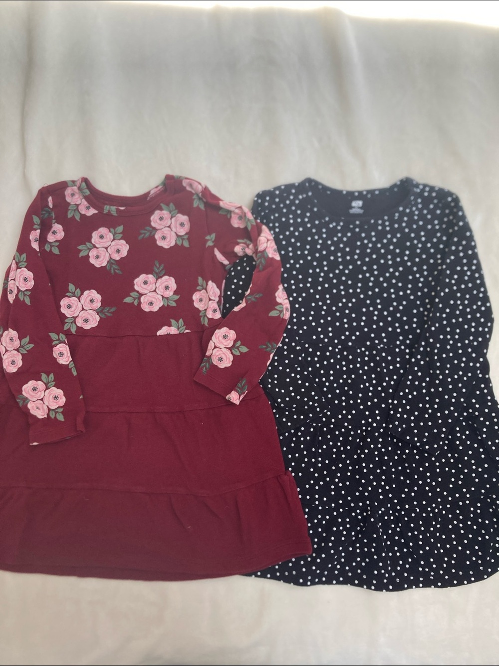 Hudson Baby Girls long sleeve cotton dress bundle of 2